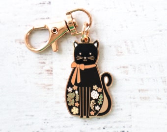 Black Cat Enamel Charm