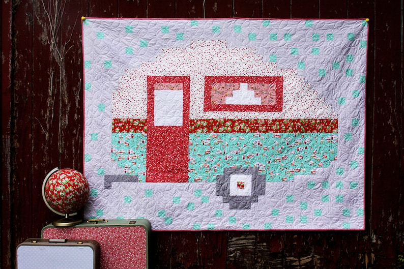 Pixelated Camper Quilt PDF Pattern DOWNLOAD image 2