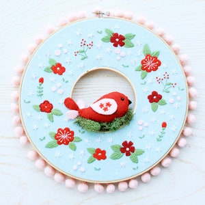Winter Embroidery Hoop Wreath Pattern