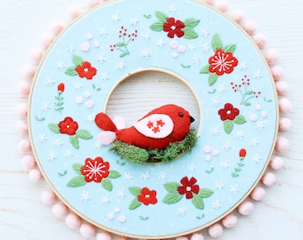 Winter Embroidery Hoop Wreath Pattern