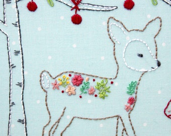 Woodland Winter Christmas Deer Embroidery Pattern