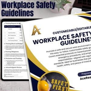 Editable Workplace Safety Guidelines Template: Hazard Prevention & Emergency SOP (Canva, A4/US Letter, Digital Download)