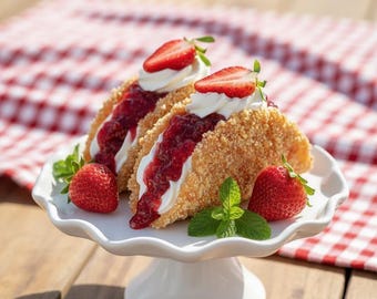 Strawberry Crunch Cheesecake Tacos Recipe (Digital Download) printable easy baking