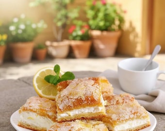 Lemon Cream Käse Riegel Rezept Printable | Einfache Dessert-Rezeptkarte