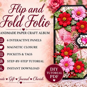 Floral Folio Tutorial PDF | DIY Junk Journal | Folding Scrapbook Album | Paper Craft Pattern | Digital Download