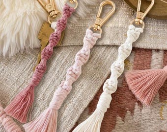 Zelfstudie macramé-sleutelhanger doe-het-zelf | Eenvoudig boho-patroon voor beginners (pdf) | Stapsgewijze macramégids