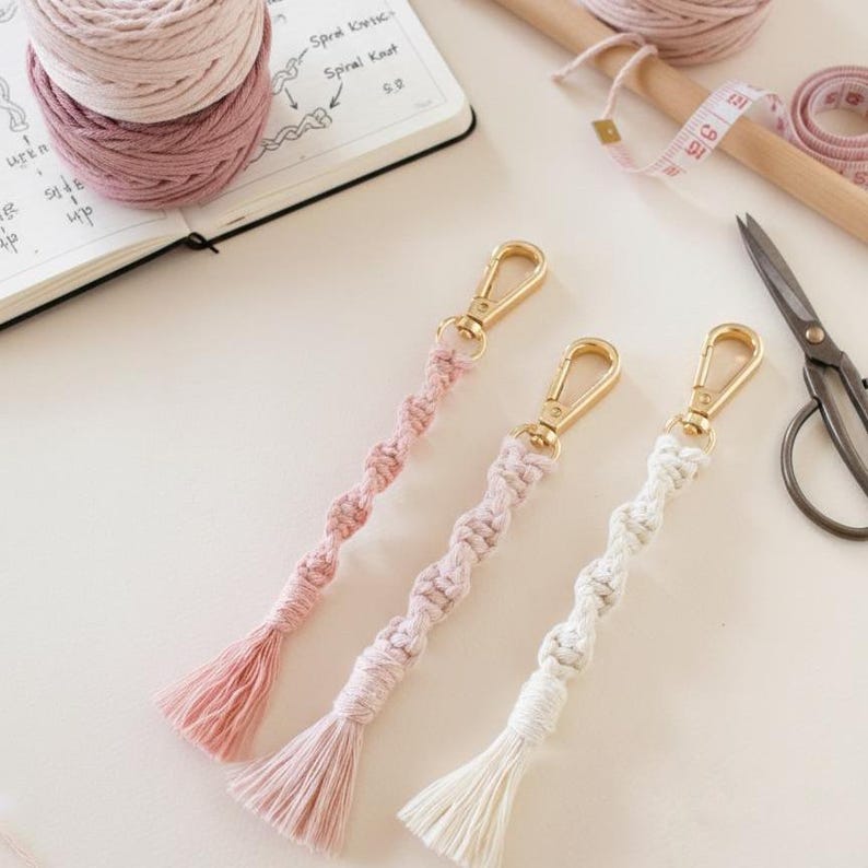 DIY Macrame Keychain Tutorial | Easy Beginner Boho Pattern PDF | Step ...