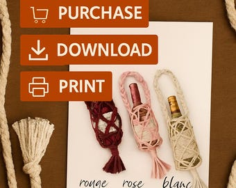 Modèle de sac de bouteille de vin en macramé : emballage cadeau bohème DIY (téléchargement PDF)
