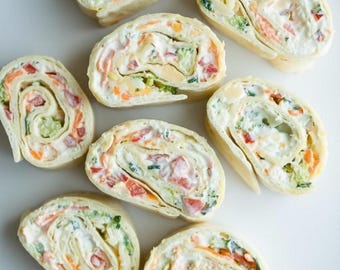 Rollitos de tortilla con queso crema y verduras fáciles (descarga instantánea) - Receta imprimible