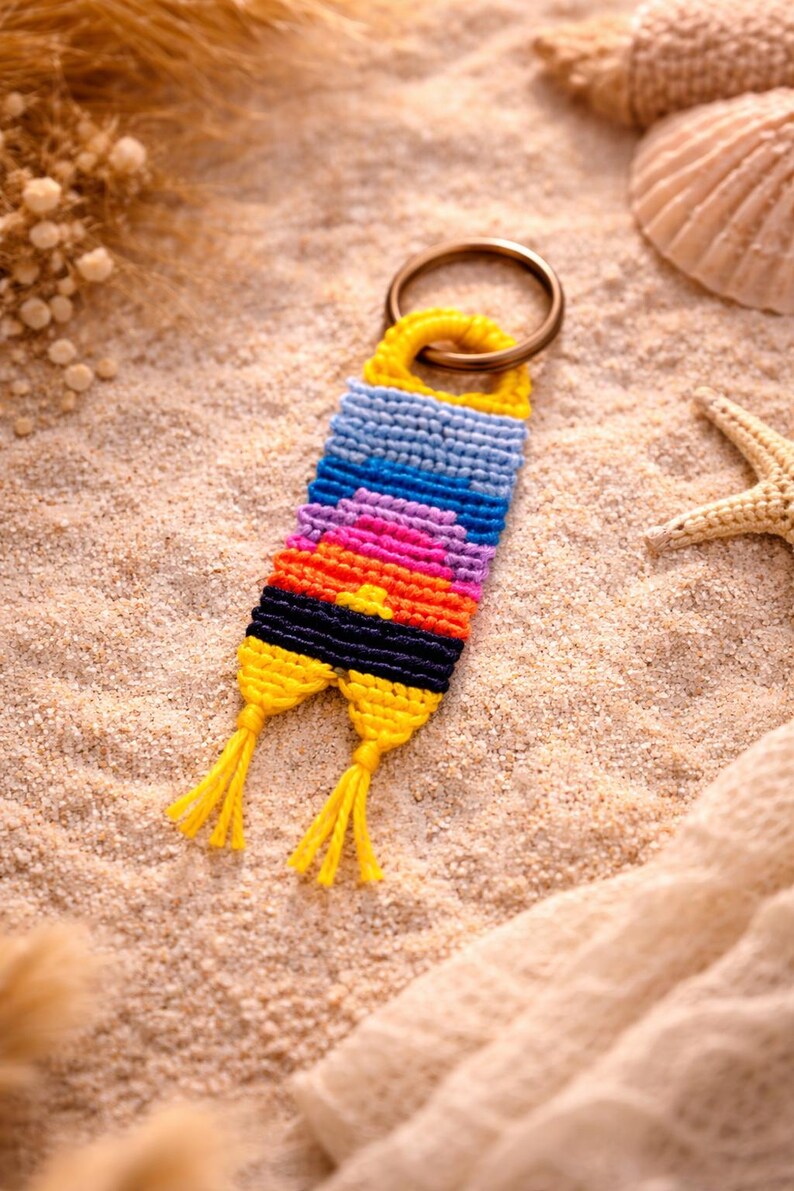 Handleiding macramé-sleutelhangerpatroon pdf, handleiding boho-sleutelhangerknoop, beginnersvriendelijk, stap voor stap instructies macramé-sleutelhanger afbeelding 2