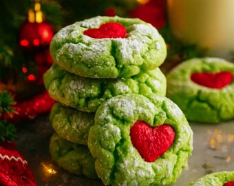 Grinch Cake Mix Kekse Digitales PDF zum ausdrucken Rezept - EINFACHES BACKEN Weihnachtsdessert