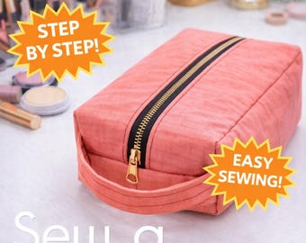箱型ジッパーポーチの作り方チュートリアル｜ステップバイステップの説明（デジタルダウンロード）