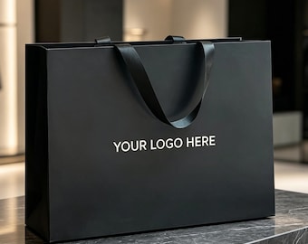 Custom Logo Paper Bags for Business, Personalized Kraft Shopping Bag with Handles, Bulk Retail Packaging Event Favor Totes