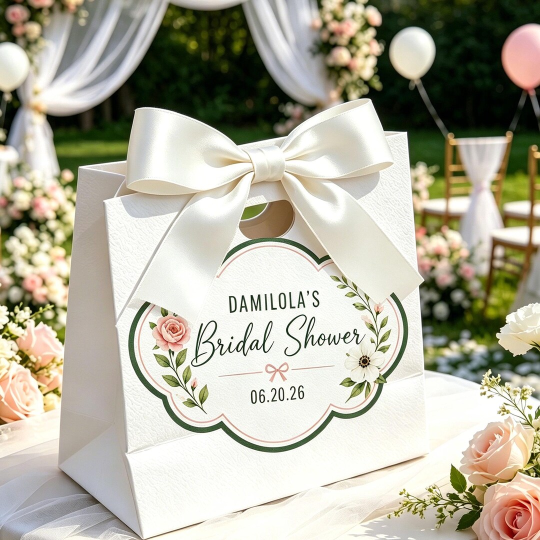 Personalized Bridal Shower Gift Bags With Ribbon, Custom Wedding Favor ...
