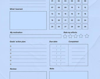 Blue Habit & Goal Tracker (Printable)