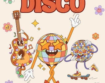 Retro 70s Disco Poster | Groovy Dorm Room Wall Art (Digital Download)