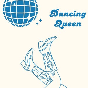 Dancing Queen Poster | Retro Disco Wall Art Print | 70s Typography Aesthetic | Dorm Room Decor | ABBA Inspired Printable