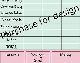 Student Budget Tracker Watercolor Printable