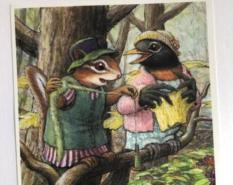 Signed Print, Chipmunk spinning wool from Henry’s Hat