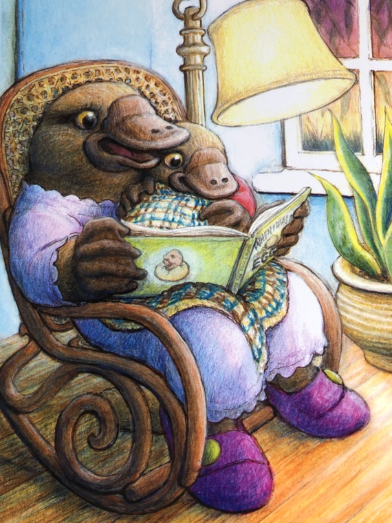 Signed Print Reading Platypus From Freddies Blanket Etsy Canada