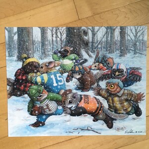 Henry&#39;s Hat signed print, football scene