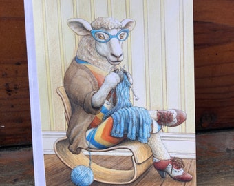 Knitting Sheep Notecards