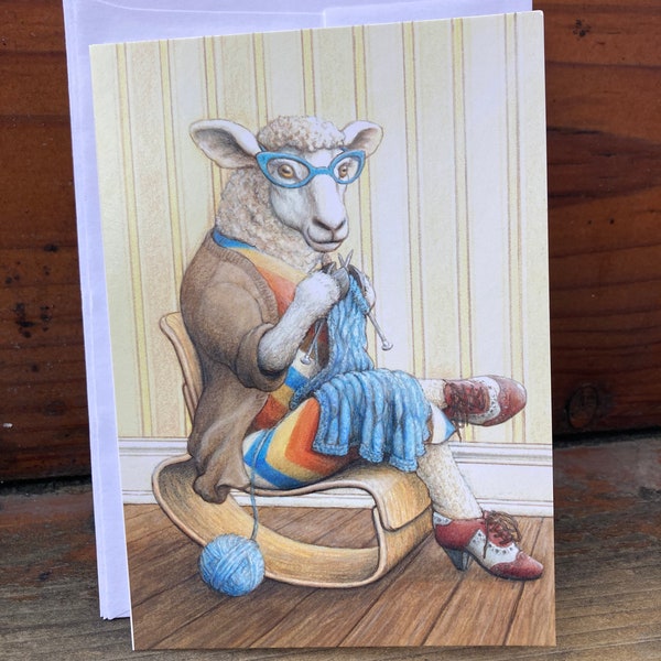 Knitting Sheep Notecards