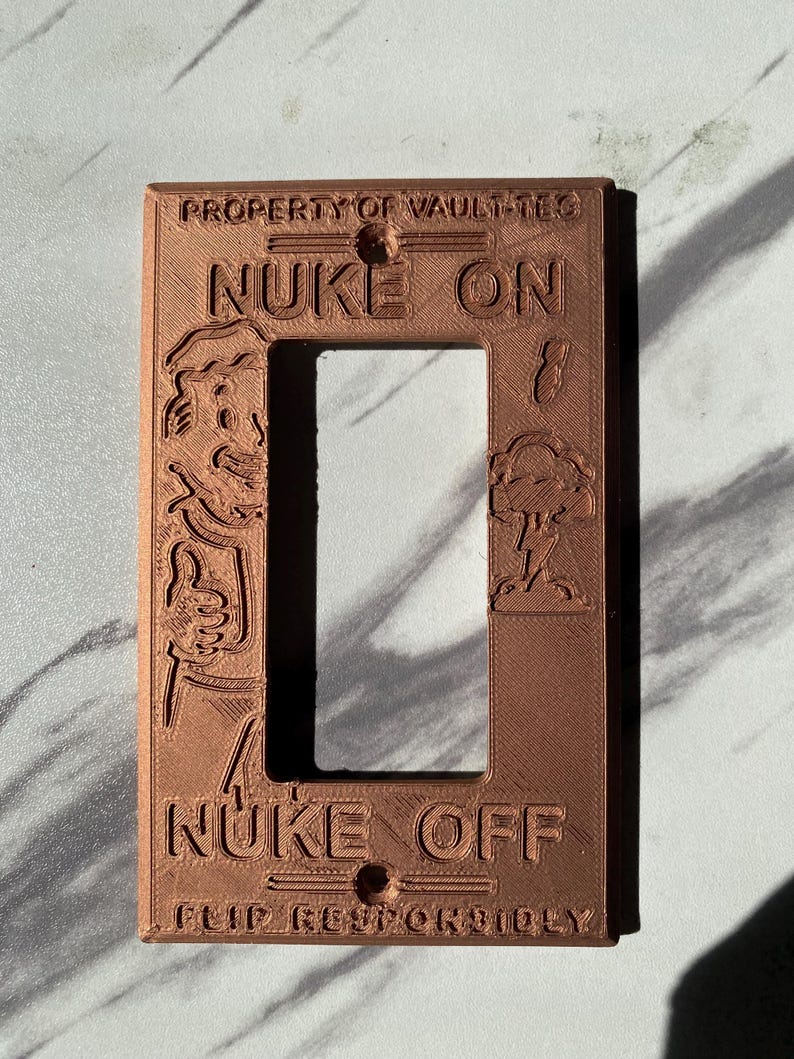 Fallout Light Switch Cover – Single & Double Toggle Options – Vault-Tec Style Wall Plate – Copper-plated. – Gamer Room Decor #11 Rocker Painted