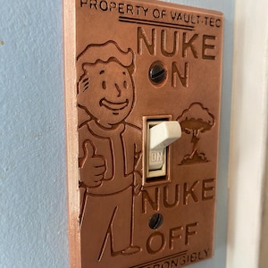 Fallout Light Switch Cover – Single & Double Toggle Options – Vault-Tec Style Wall Plate – Copper-plated. – Gamer Room Decor image 8