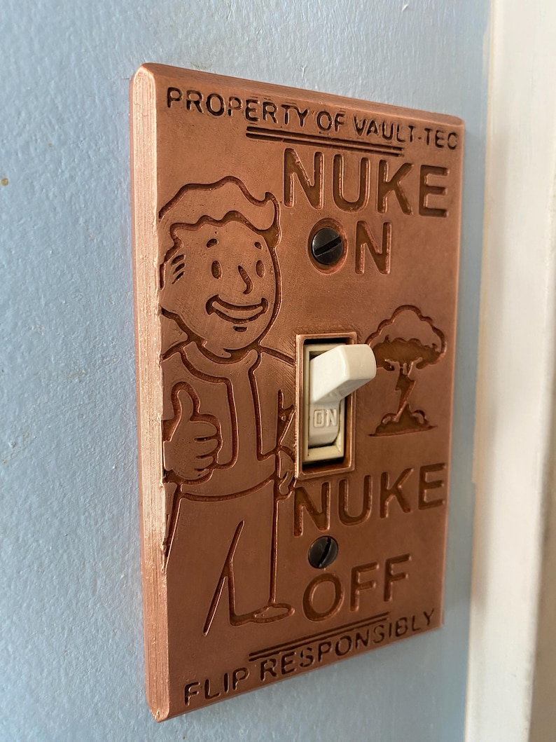 Fallout Light Switch Cover – Single & Double Toggle Options – Vault-Tec Style Wall Plate – Copper-plated. – Gamer Room Decor image 8