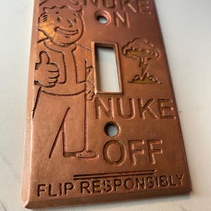 Fallout Light Switch Cover – Single & Double Toggle Options – Vault-Tec Style Wall Plate – Copper-plated. – Gamer Room Decor image 9