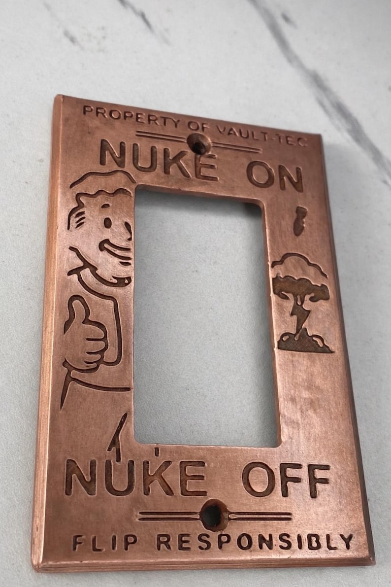 Fallout Light Switch Cover – Single & Double Toggle Options – Vault-Tec Style Wall Plate – Copper-plated. – Gamer Room Decor image 17