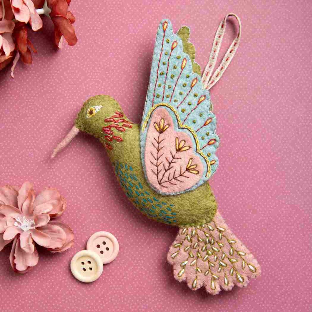 Felted Hummingbird Felt Hummingbird Sewing Kit: Embroidered Ornament - Etsy