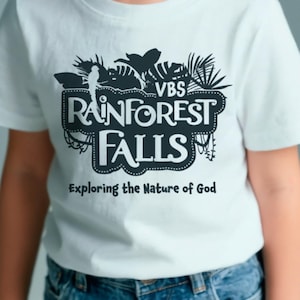 Rainforest Falls VBS Shirt Design | Christian Camp Kids Tee (PDF & PNG Download)