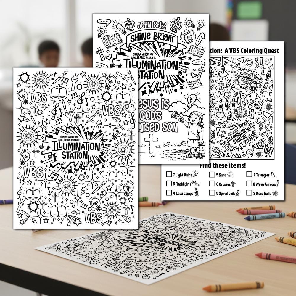 Illumination Station VBS Coloring Page Bundle, Light Bulbs, Suncatchers ...