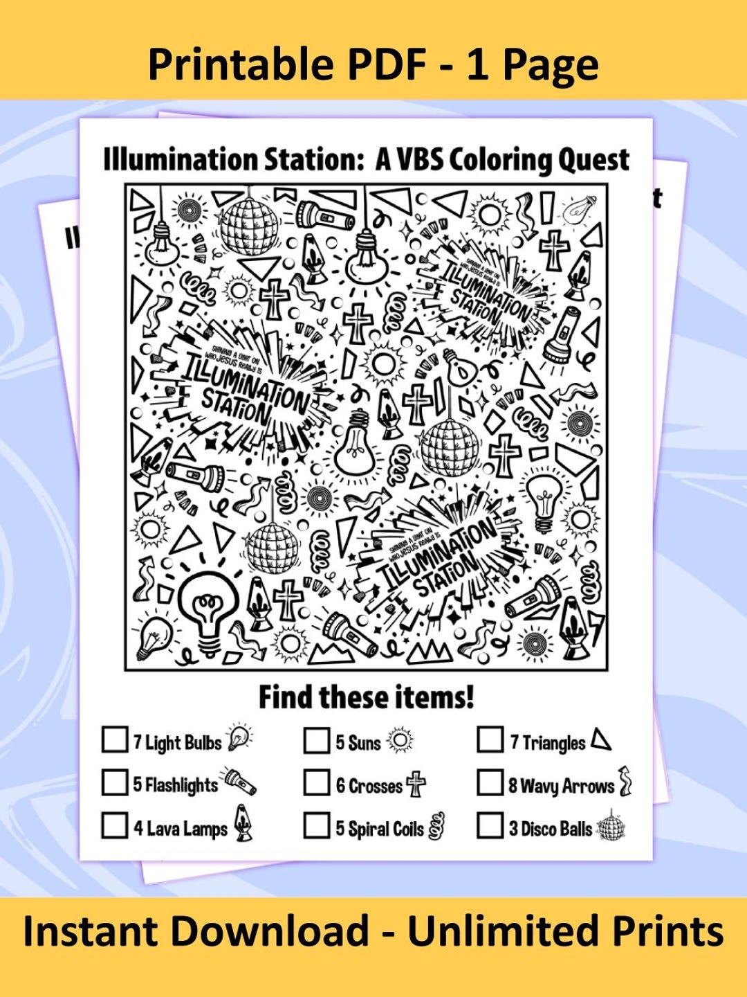 Illumination Station VBS Coloring Page Activity (digital Download) - Etsy