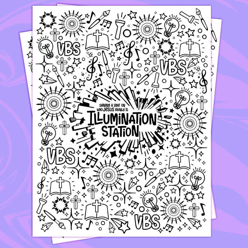 Illumination Station VBS Coloring Page Bundle, Light Bulbs, Suncatchers ...