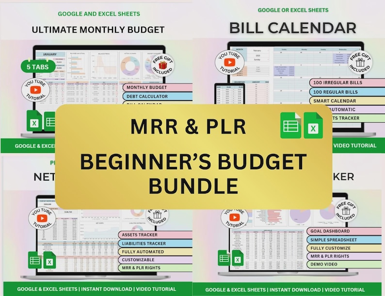 Beginner Budget Planner Spreadsheet Bundle | Digital Monthly Budget ...