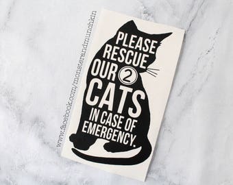 Cat decal, cat sign, cat safety, please rescue my cat, cat rescue, Crazy Cat Lady, Cats, Cat, Vinyl, Decal, in case of emergency
