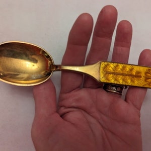 SALE! Sterling Gilded Christmas Spoon A. Michelson 1967 Enameled &quot;Splendour of Yule&quot; Denmark Collectors Paul Rene Gauguin Commemorative 925