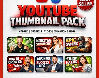 YouTube Thumbnail Templates Canva: Bright & Bold Designs (Digital Download)