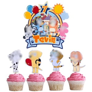 Bluey Cake Topper, Blue Dog Cake Topper, Birthday Cake Topper, Kids Birthday Cake Topper, Bluey Personalized Cake Topper, Bluey Party Decor