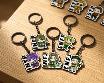 MBTI Enamel Keychain, 16 Personalities Metal Bag Charm, Anime Character Keyring, Zinc Alloy Bag Accessory