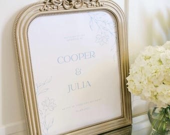 Custom Floral Wedding Welcome Sign | Minimalist, Soft Blue (Digital PDF)