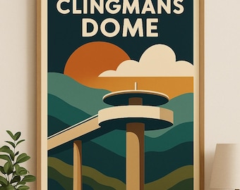 Clingmans Dome Travel Poster: Vintage Smoky Mountains Print (24x36 Digital Download