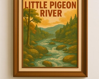 Smoky Mountains Vintage Poster: Little Pigeon River Scene (Digital Download 22x28")