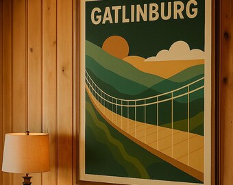 Gatlinburg Travel Poster: Retro Smoky Mountains Art Print (Digital Download 24x36")