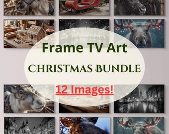 Christmas Frame TV Art – Winter Holiday Digital Art Bundle (12 Images)