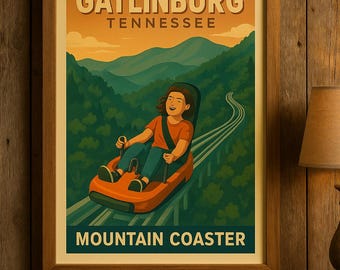 Gatlinburg Mountain Coaster Poster: Vintage Smoky Mountains Art (Digital Download 24x36")
