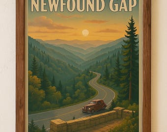 Newfound Gap Smoky Mountains Print: Vintage National Park Travel Poster (22x28 Digital Download